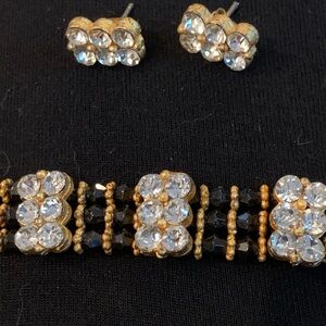 Elegant Gold and Black Crystal Jewelry Set